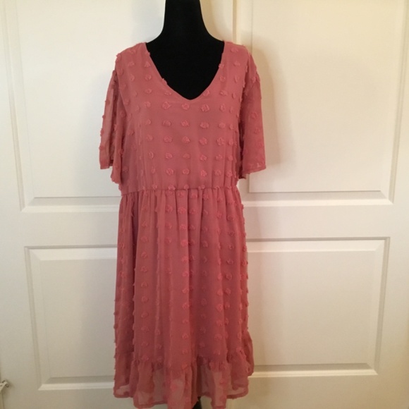 Women’s Plus Size Swiss Dot Chiffon Midi A Line Cocktail Dress - Picture 4 of 8